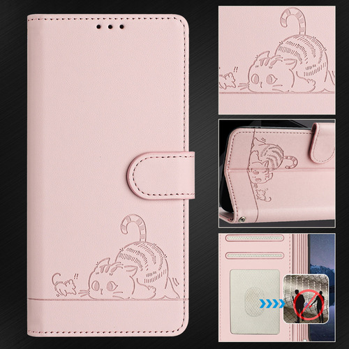 Bonita Funda De Piel De Gato Para Vivo S19 5g/s19 Pro 5g Con Función Atril, Tipo Cartera