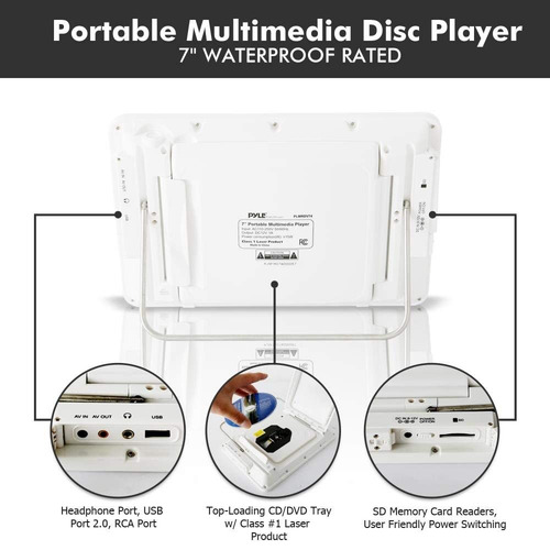 Imagen 4 de 6 de Pyle 7rdquo Waterproof Rated Dvd Player[portable Water