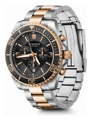 Reloj Victorinox Maverick Chronograph 241952 Agente Oficial Plateado Dorado Negro