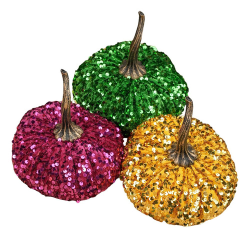Paquete De 3 Calabazas Artificiales De Terciopelo Estilo E