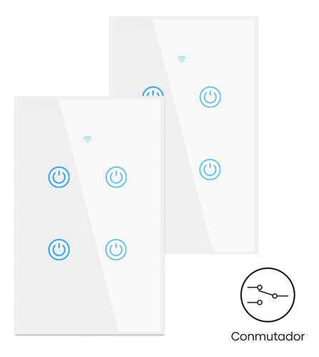 Conmutador Inteligente Pared Nexio 4 Botones Two Pack Wifi
