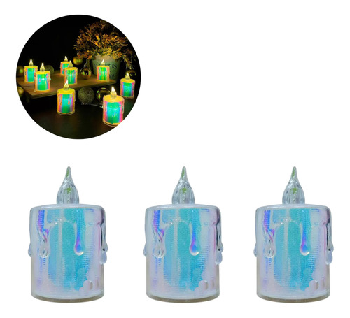 Set X3 Velas Led Souvenir Calida Portatil Holograficas