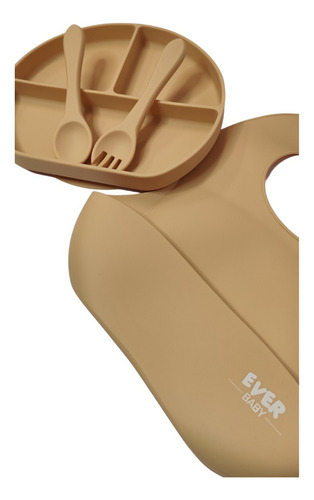 Prato Em Silicone Com Divisórias E Ventosa Nude Everly Liso