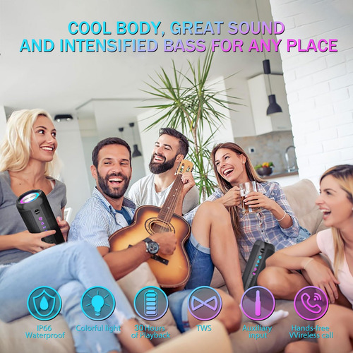 Altavoz Portátil Bluetooth 53 Con Bajo Profundo, Ip66 E De