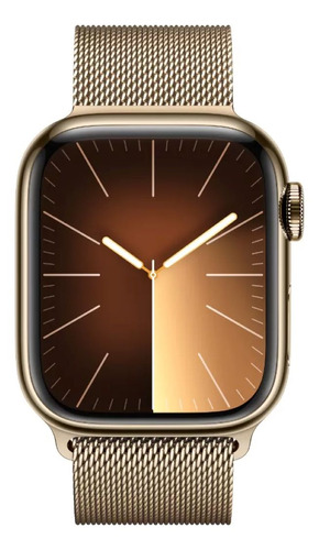 Apple Watch Series 9 GPS + Celular • Caja de acero inoxidable color oro de 41 mm • Correa estilo milanés color oro - Distribuidor Autorizado