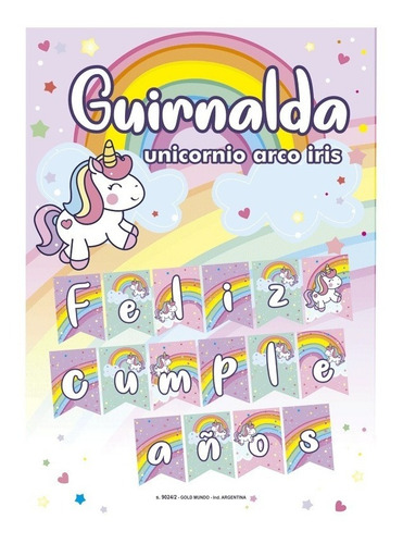 Banderin Guirnalda Unicornio Feliz Cumpleaños Cotillón