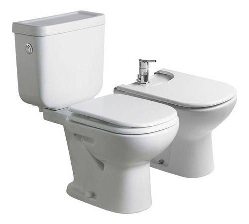 Juego Baño Inodoro Largo Deposito Bidet Tapa Bari Ferrum Mm