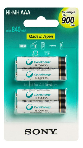 Pilha Recarregável Aaa Sony Cartela Com 4 900mah Nh-aaa-b4gn