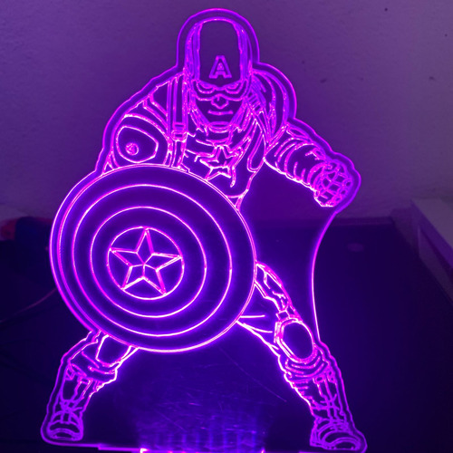 Lampara C America Super Herue Led 3d Ilusión Touch Control Negra Diseño 16