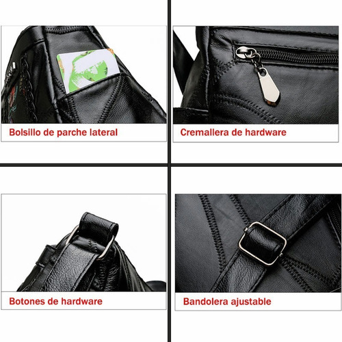 Imagen 6 de 9 de Bolso Bandolera Antirrobo Impermeable De Piel Para Mujer