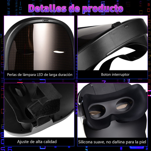 Máscara Led Bluetooth Halloween Cosplay Con Adultos Y Niños