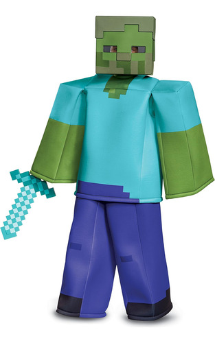 Disguise Disfraz Infantil De Zombie Minecraft Prestige, Verd
