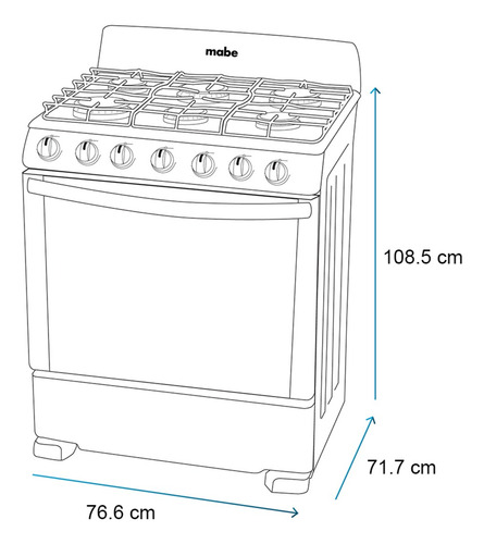 Estufa De Piso 76 Cm Plata Mercury Mabe-em7647bfis0 Color Plara Mercury