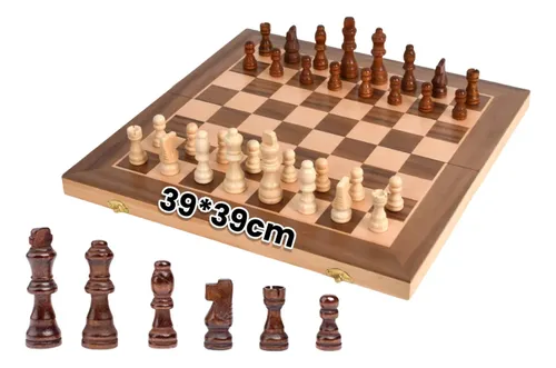 Tabuleiro Xadrez Magnético Luxo Jogo 39*39cm Madeira Tabulei