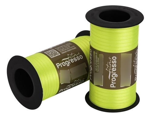 Fita De Cetim 04mm Progresso Face Simples N°00 100m Cor 2036 - Verde Lima