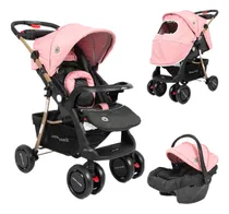 Comprar Coche Cuna Para Bebe Con Moises O Porta Bebe Color Rosa Chasis Negro