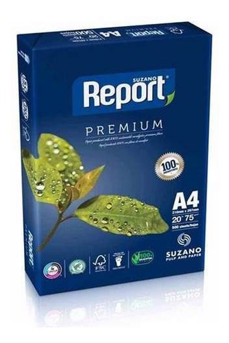 Resma Papel A4 75 G 500 Hojas Report Premium X 5 Unidades