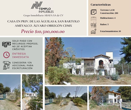 Vendo Casa En Priv. De Las Águilas 8, San Bartolo Ameyalco. Álvaro Obregón Cdmx. Remate Bancario. Certeza Jurídica Y Entrega Garantizada