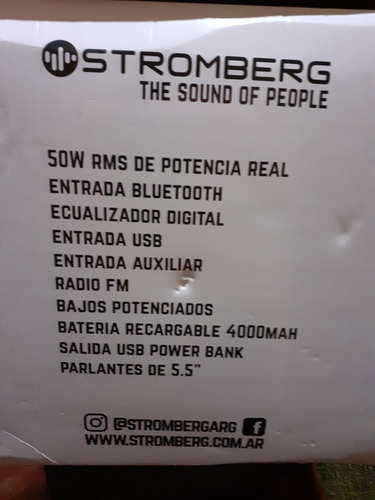 Vendo Parlante Portátil Stromberg 50 Watts Hv 100