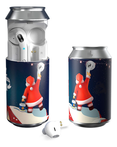 Audífonos Bluetooth Inalámbricos Santa Claus Navidad Lata Color Blanco