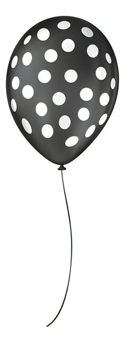 Balão Decorado Poá Bolinha - Cores - 9  23cm - 25 Uni Cor Preto E Branco