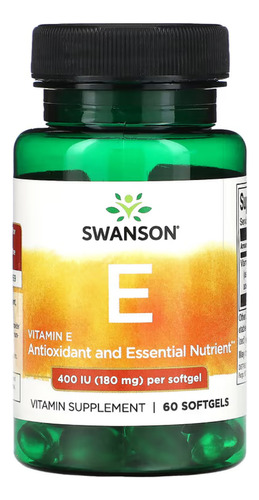 Swanson Vitamina E 400ui Potencia Max, 60 Softgels (2 Meses)