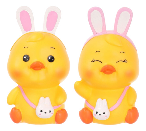 Patito Alcancia De Plastico Pack De 2 Color Amarillo Animales