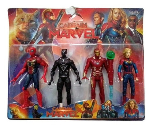 Set Muñecos Vengador Pantera Capitán Spider Iron Thor Panter