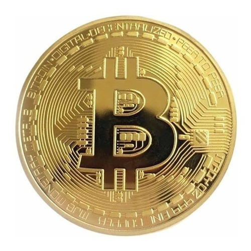 Imagen 2 de 7 de Moneda Metálica Bitcoin Física Dorada Colección