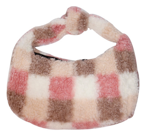 Bolso De Mano Textura De Borrego Print De Cuadros