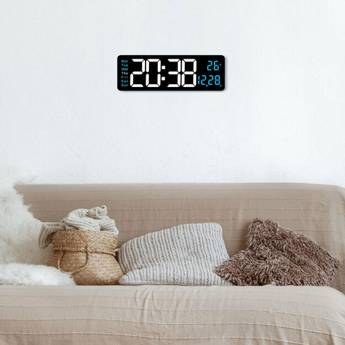 Reloj De Pared Digital Temperatura Fecha Semana Azul
