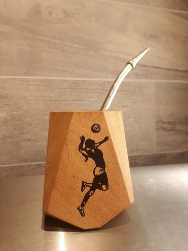 Imagen 9 de 12 de Mate Algarrobo Geométrico Yuco +bombilla (opc Personalizado)