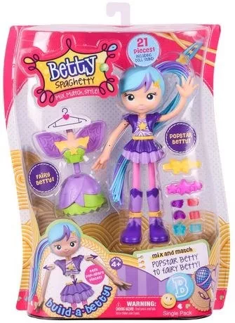 Boneca articulada betty spaghetty vestido azul candide