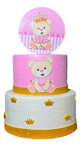 Bolo Fake Maquete Ursinha Princesa Monte Pegue - E Ideal