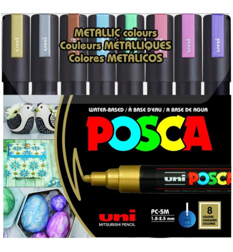 Marcadores Posca 5m Set 8 Colores Metálicos