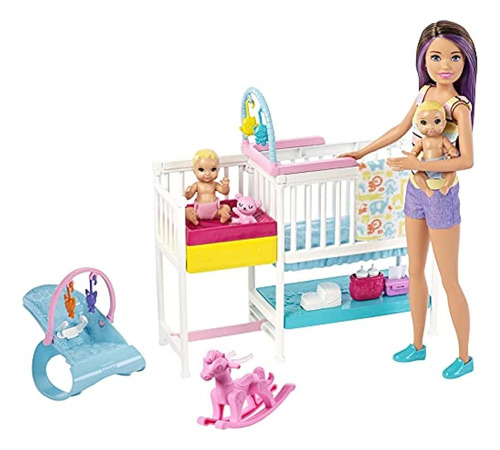 Juego De Guardería Barbie Con Muñeca Skipper Babysitters, 2 