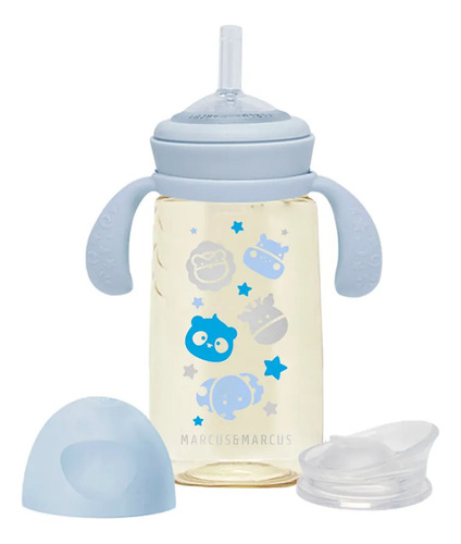 Copo De Treinamento Bico Silicone 300ml Azul Marcus & Marcus