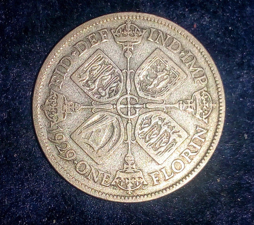 Moneda Inglaterra 1 Florin 1929. Plata. 