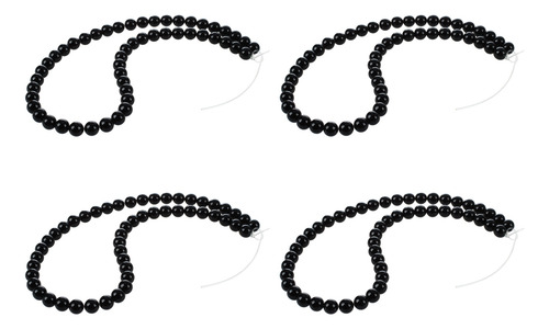 4 Perlas Semipreciosas Sueltas De Ónix Negro Redondas De 8 M