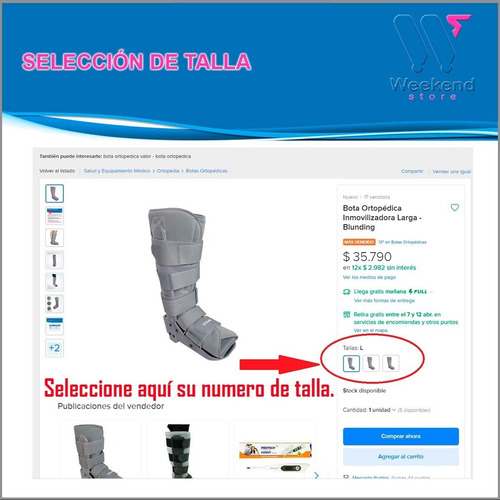 Imagen 7 de 9 de Bota Ortopédica Inmovilizadora Larga - Blunding