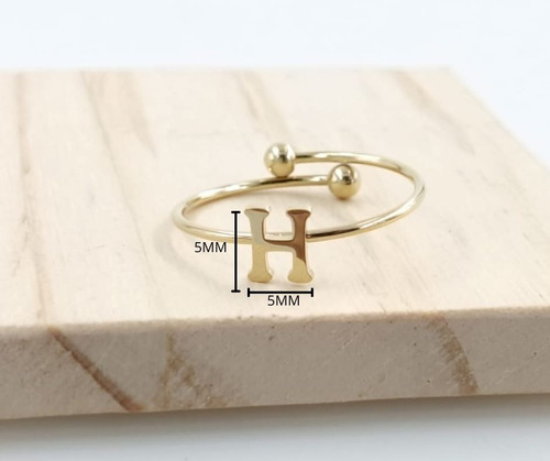 2 Uds De Anillos Con Inicial Acero Inoxidable Vie Or H Ajustable