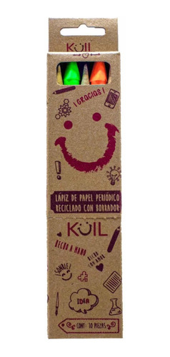 Set De 10 Lápices Ecológicos Con Borrador Kuil