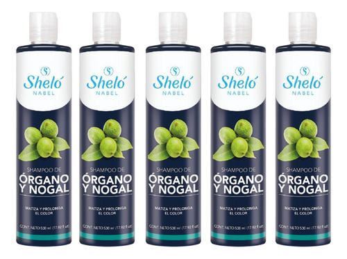 5 Pack Shampoo De Órgano Y Nogal 530ml Shelo