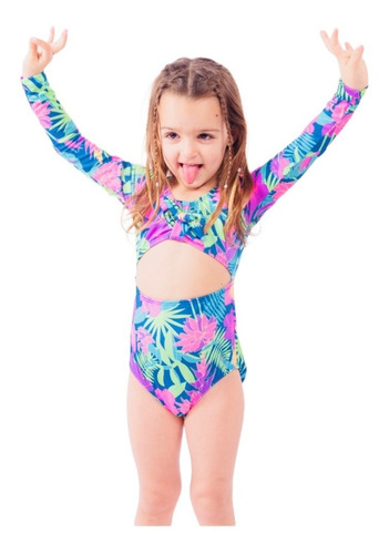Malla Entera Niña Uv Upf50+ Miami Mangas Largas Tropical