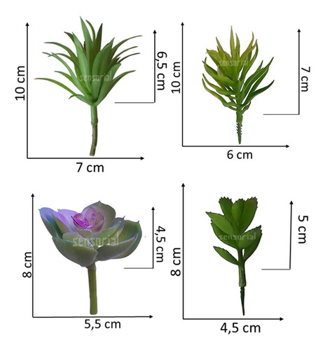 Kit 4 Mini Suculentas Artificiais E Realistas verde Plantas Fake Permanentes Sem Vaso Para Decoração De Ambientes Arranjos Criativos Diy Casa Escritório Ou Eventos