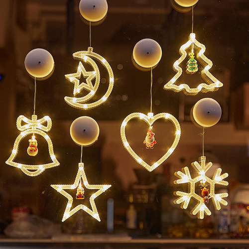 4 Adorno Navideño, Luz Navideña Para Ventana, Luz Colgante