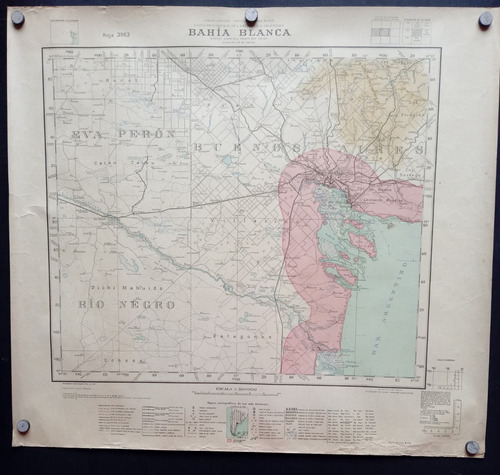 Mapa De Bahía Blanca- Provincia Eva Perón Mayo 1953