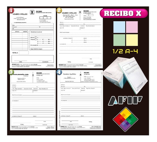 5 Talonarios Factura, Recibo, Monotributo, Afip. Once/cong.