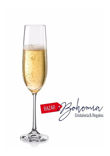 Imagen 2 de 6 de Copa Champagne Cristal Bohemia Original Setx6 Viola 190ml