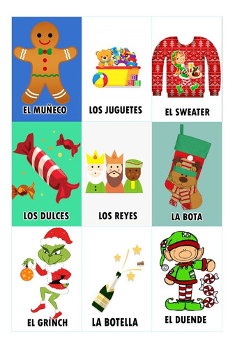 Loteria Navidad Mexicana Imprimible 18 Cartas 48 Barajas Jpg | Meses sin  intereses